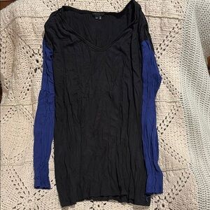 Theory Black Blouse with Blue Sleeves